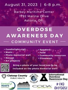Clatsop Overdose Awareness Day 2023 Color Flyer